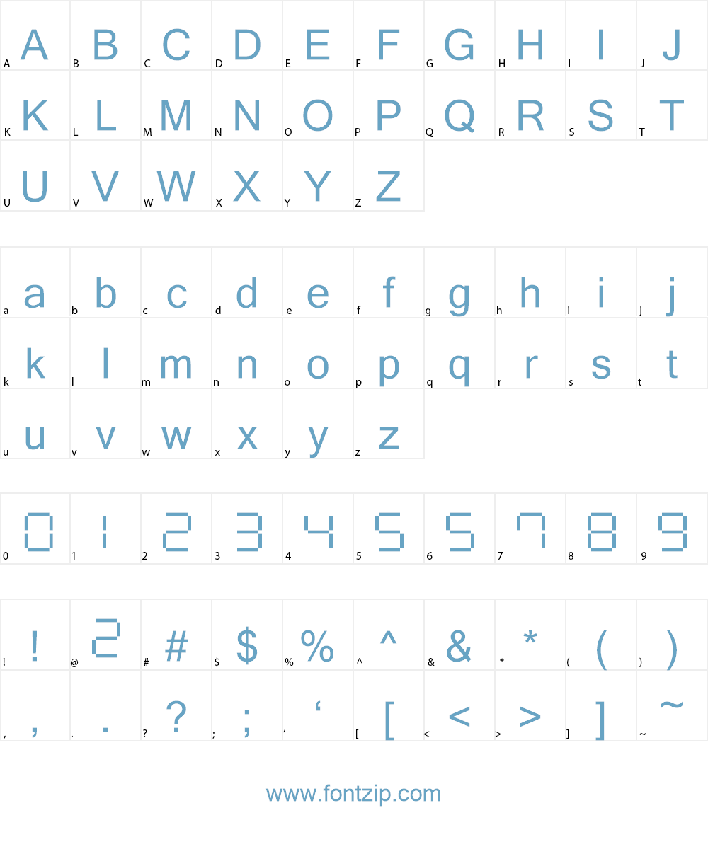 Calculator LCDs Font Character